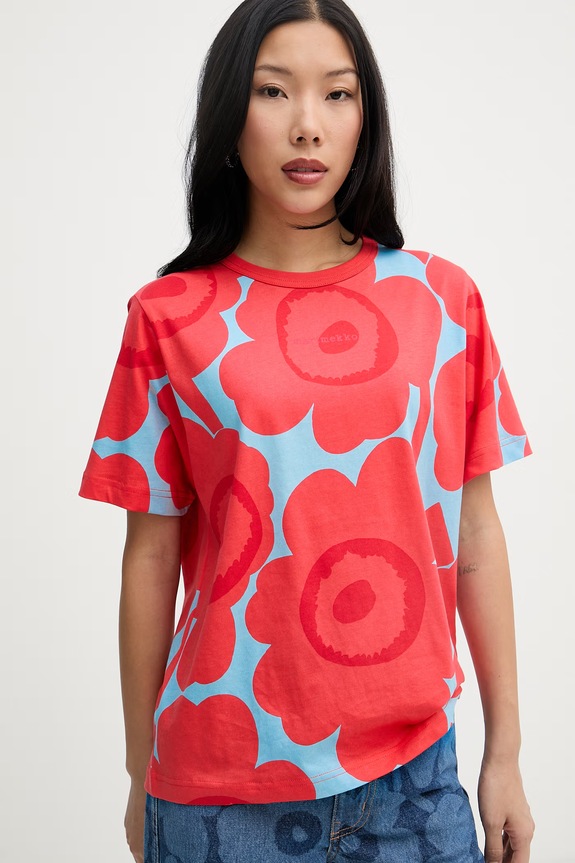 Marimekko tričko dámske bavlnené červená 095075
