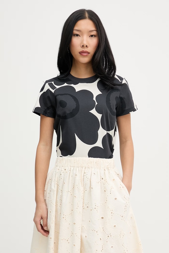 Marimekko tricou pentru femei, din bumbac negru 095397