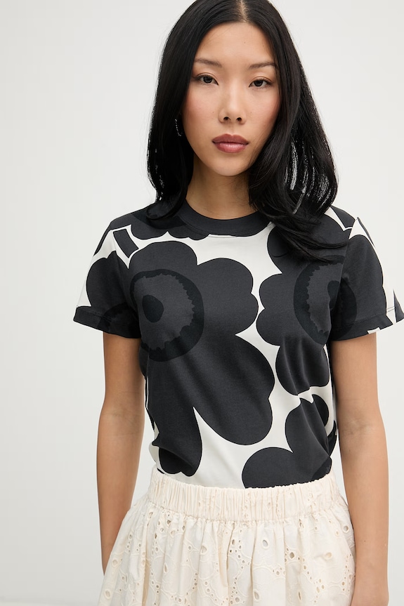 Marimekko tricou pentru femei, din bumbac negru 095397