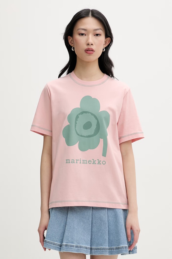 Marimekko tricou pentru femei, din bumbac roz 095095