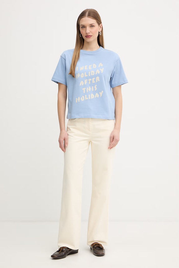 MAX&Co. t-shirt bawełniany MCLFERIALE 2618971011200 niebieski SS26