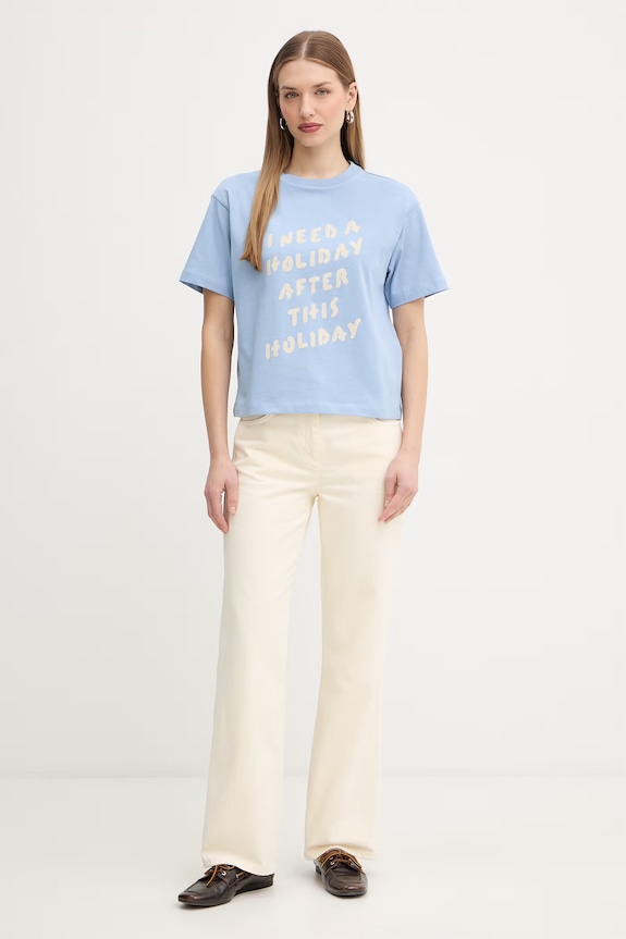 MAX&Co. t-shirt bawełniany MCLFERIALE 2618971011200 niebieski SS26