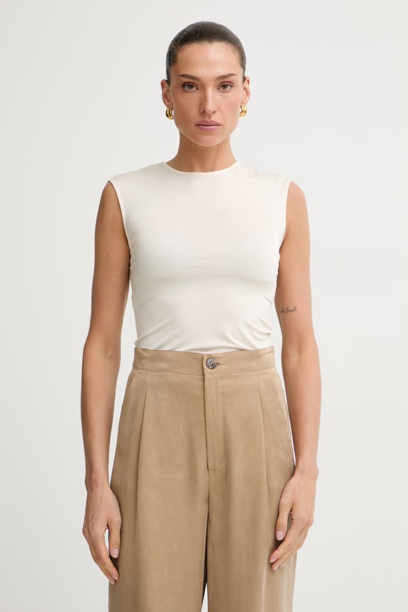 Max&Co. μπλούζα γυναικεία με βισκόζη MCOBELLICO μπεζ 2616941024200