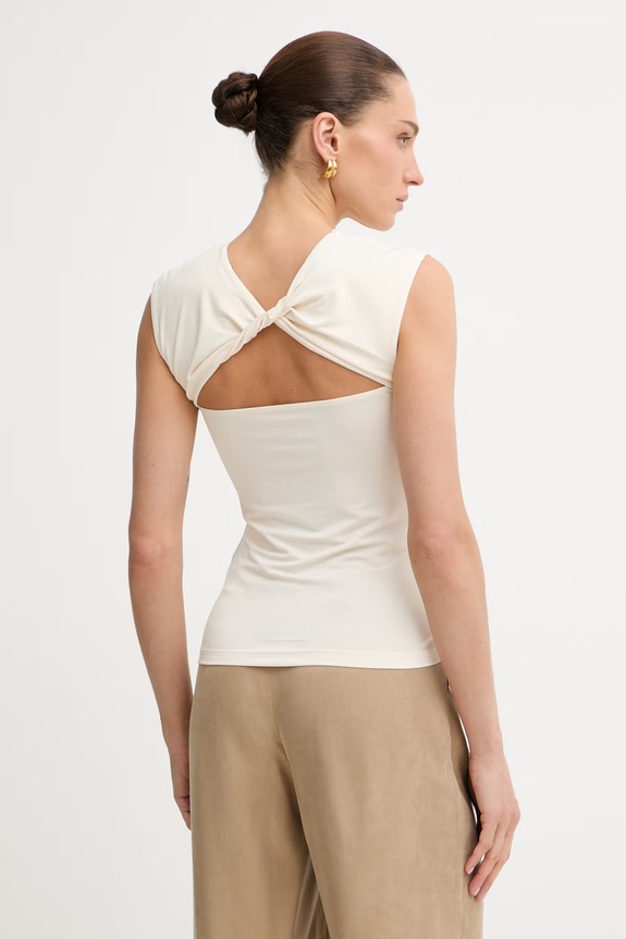 Ρούχα Max&Co. μπλούζα γυναικεία με βισκόζη MCOBELLICO 2616941024200 μπεζ