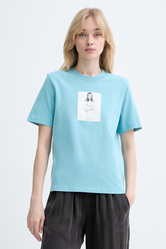 Calvin Klein tricou basic pentru femei, din bumbac albastru LV040501WF