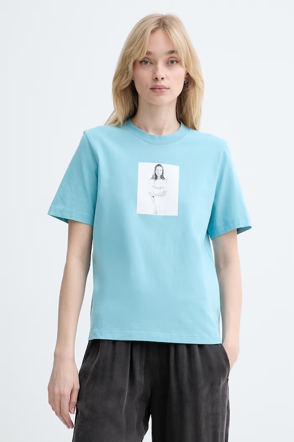 Calvin Klein tricou basic pentru femei, din bumbac albastru LV040501WF
