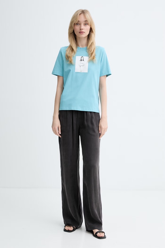 Calvin Klein tricou basic pentru femei, din bumbac LV040501WF albastru SS26