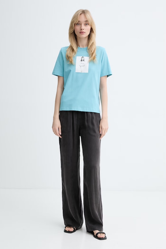 Calvin Klein tricou basic pentru femei, din bumbac LV040501WF albastru SS26