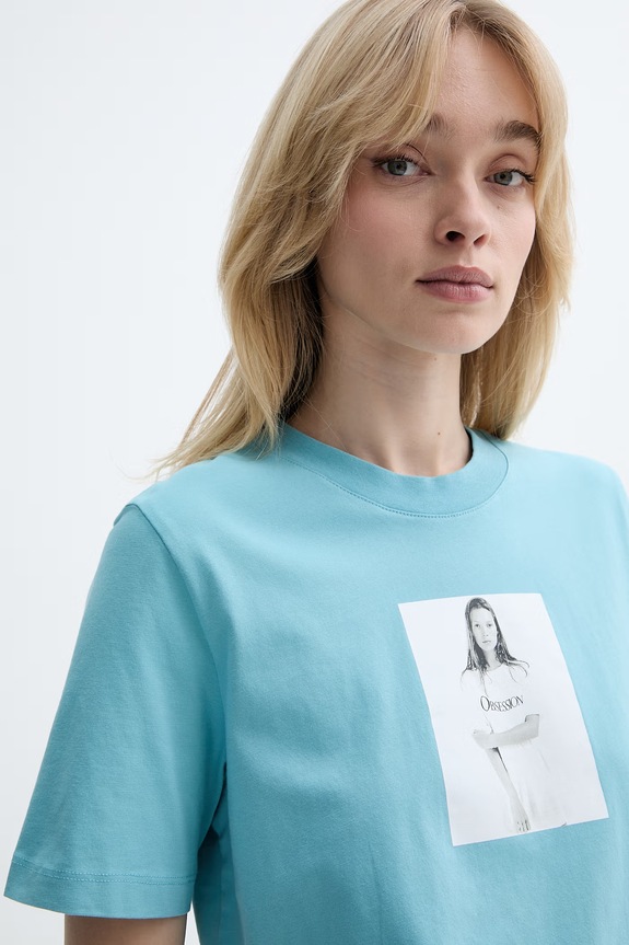 Calvin Klein tricou basic pentru femei, din bumbac albastru LV040501WF