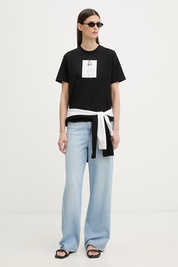 Calvin Klein basic tričko dámske bavlnené LV040501WF čierna SS26