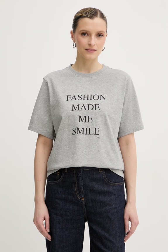 Victoria Beckham tricou pentru femei, din bumbac gri 1226JTS007458A
