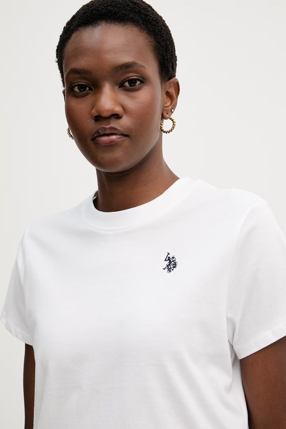 U.S. Polo Assn. tricou de damă din bumbac CREW NECK alb WUP0634