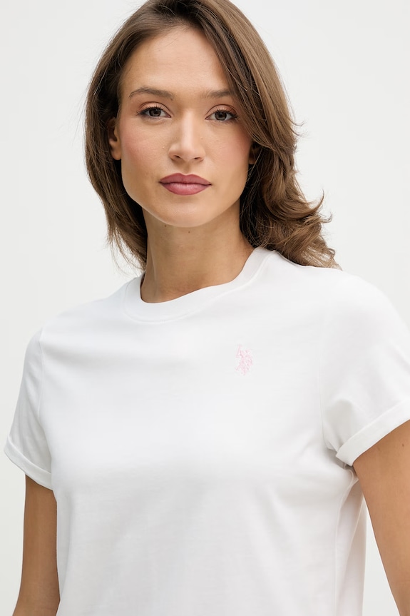 U.S. Polo Assn. tricou de damă din bumbac CREW NECK alb WUP0634
