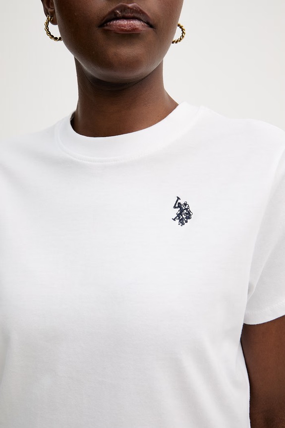 U.S. Polo Assn. tricou de damă din bumbac CREW NECK WUP0634 alb