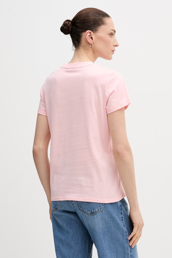 Odzież U.S. Polo Assn. T-shirt damski bawełniany CREW NECK WUP0634 różowy