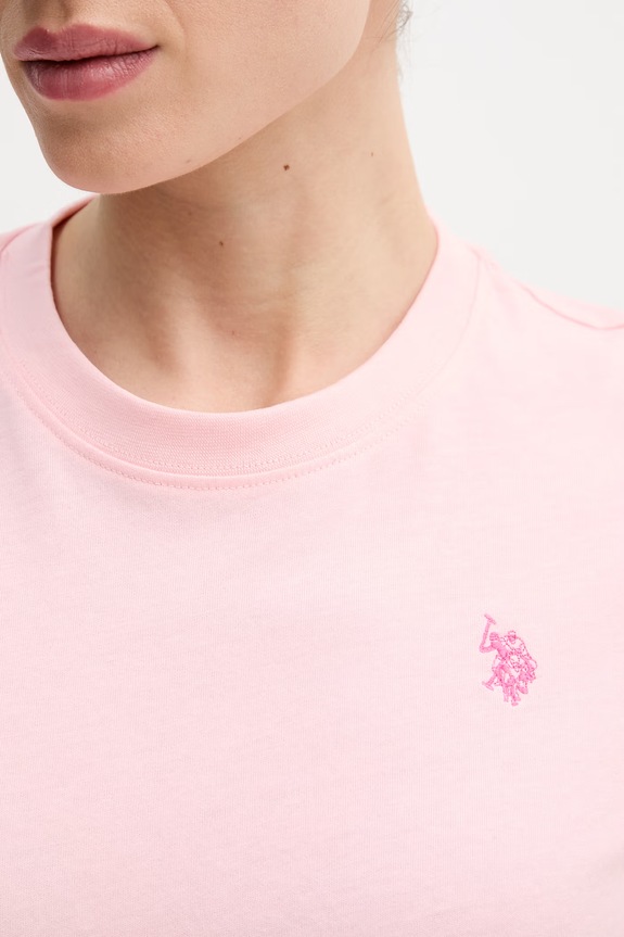 U.S. Polo Assn. T-shirt damski bawełniany CREW NECK WUP0634 różowy