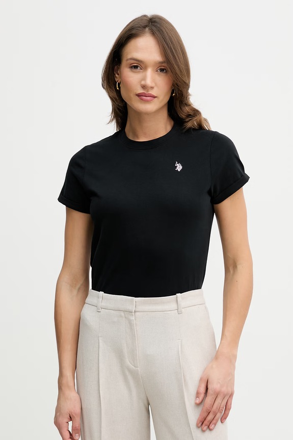 U.S. Polo Assn. T-shirt damski bawełniany CREW NECK bawełna czarny WUP0634