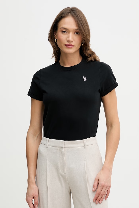 U.S. Polo Assn. T-shirt damski bawełniany CREW NECK bawełna czarny WUP0634