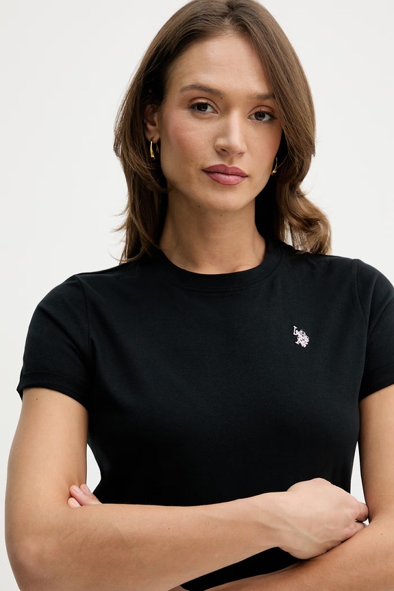 U.S. Polo Assn. T-shirt damski bawełniany CREW NECK czarny WUP0634