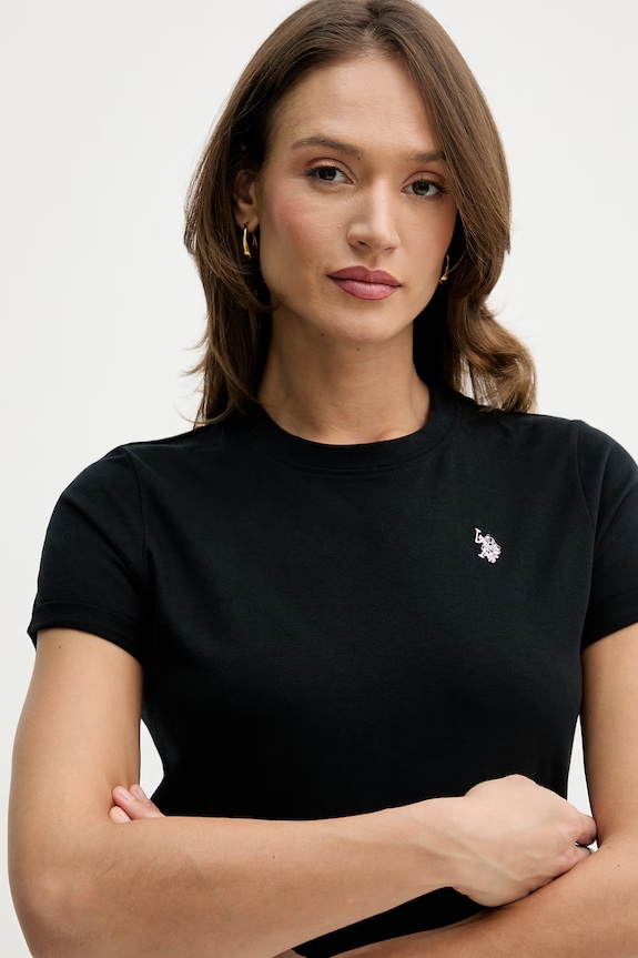 U.S. Polo Assn. T-shirt damski bawełniany CREW NECK czarny WUP0634