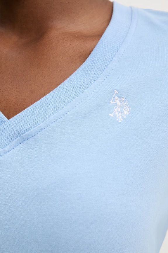 U.S. Polo Assn. T-shirt damski bawełniany V-NECK WUP0635 niebieski