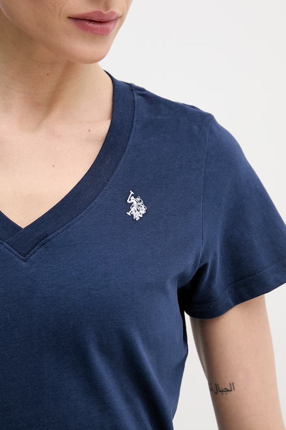 U.S. Polo Assn. t-shirt bawełniany V-NECK WUP0635 granatowy