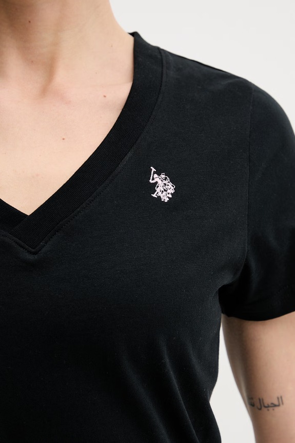 Bavlněné tričko U.S. Polo Assn. V-NECK WUP0635 černá
