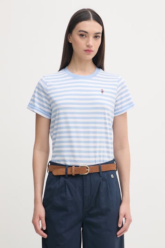 U.S. Polo Assn. tricou de damă din bumbac STRIPE CREW NECK curele albastru WUP1308