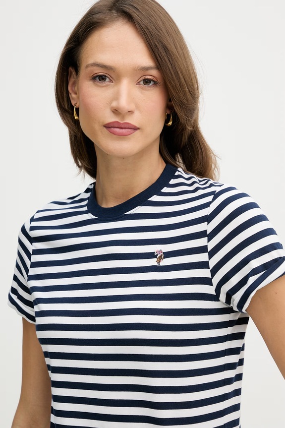 U.S. Polo Assn. tričko dámske bavlnené STRIPE CREW NECK tmavomodrá WUP1308