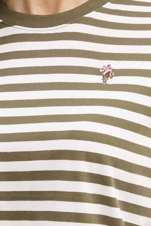 U.S. Polo Assn. tričko dámske bavlnené STRIPE CREW NECK WUP1308 zelená