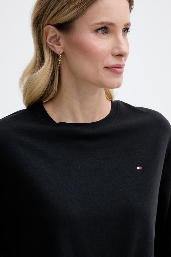 Tommy Hilfiger majica ženska s pamukom crna UW0UW06292