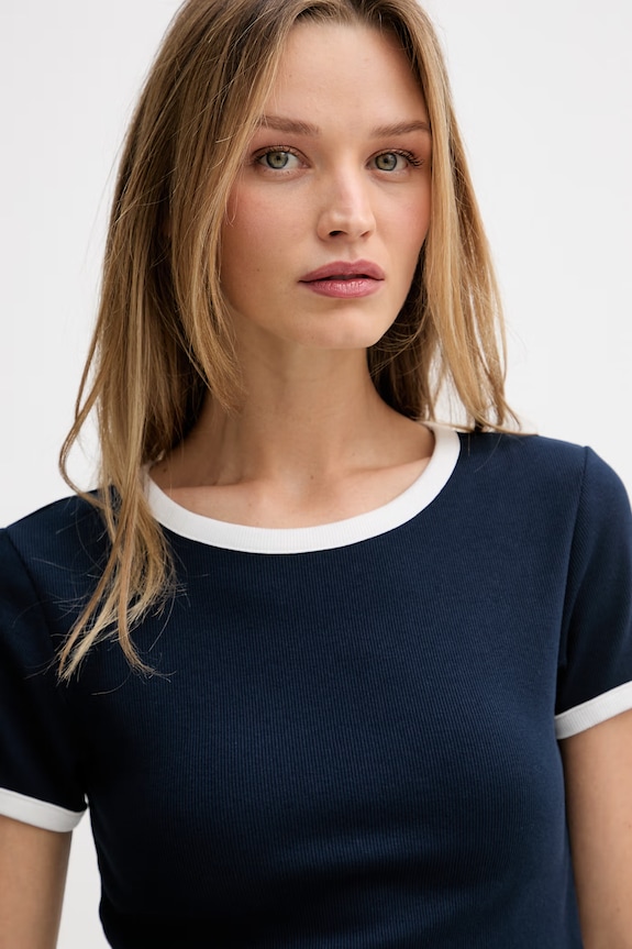 Tommy Hilfiger basic tričko dámske s bavlnou tmavomodrá UW0UW06307