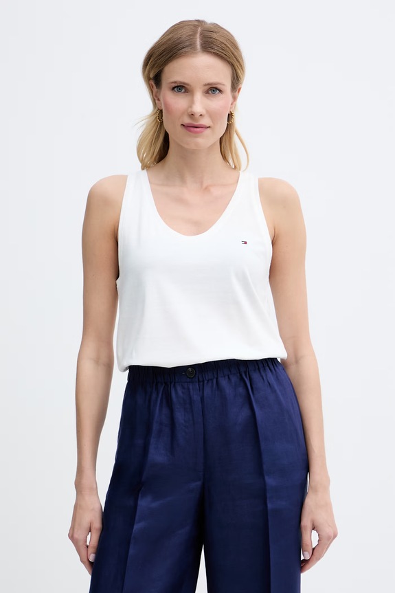Tommy Hilfiger top za žene od pamuka bež UW0UW06321