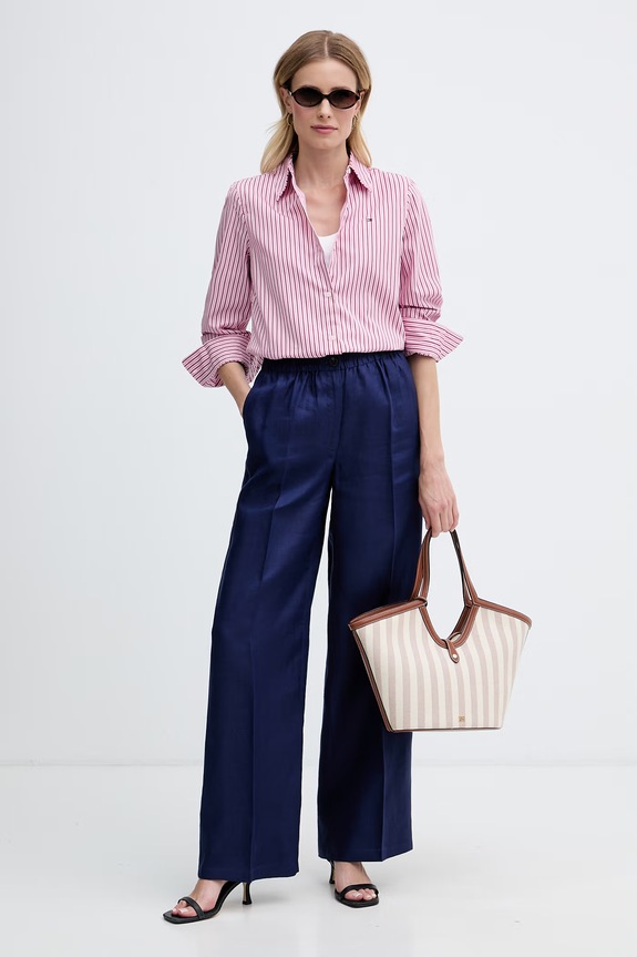 Tommy Hilfiger top za žene od pamuka UW0UW06321 bež SS26