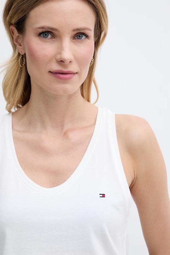 Tommy Hilfiger top za žene od pamuka bež UW0UW06321