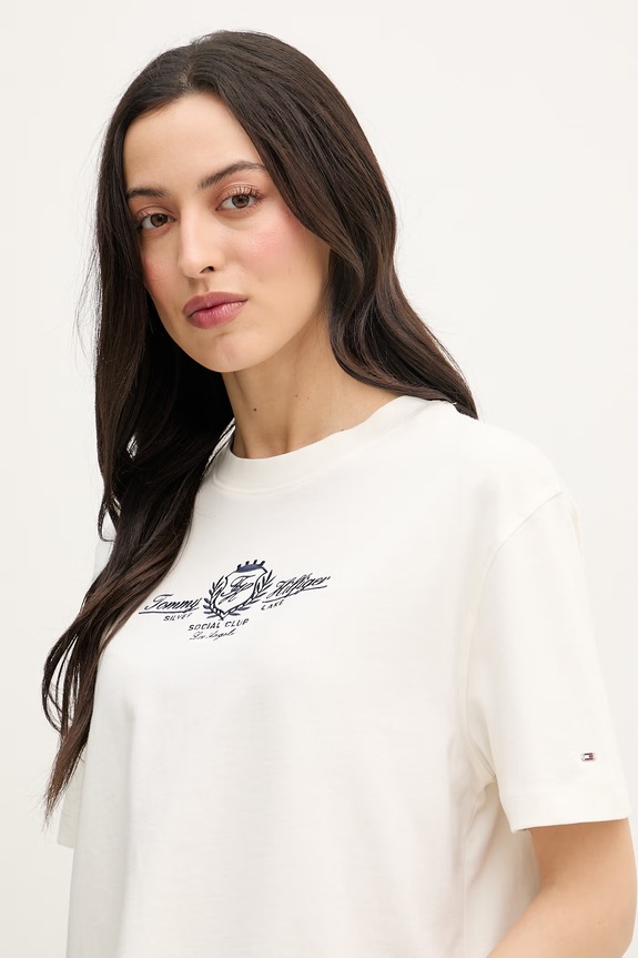 Tommy Hilfiger tričko dámske bavlnené béžová WW0WW48713
