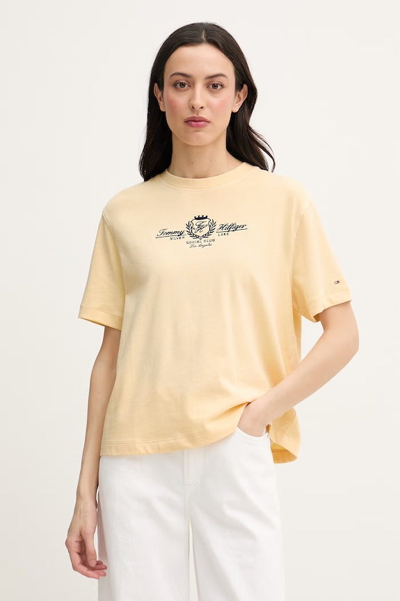 Tommy Hilfiger tričko dámske bavlnené žltá WW0WW48713