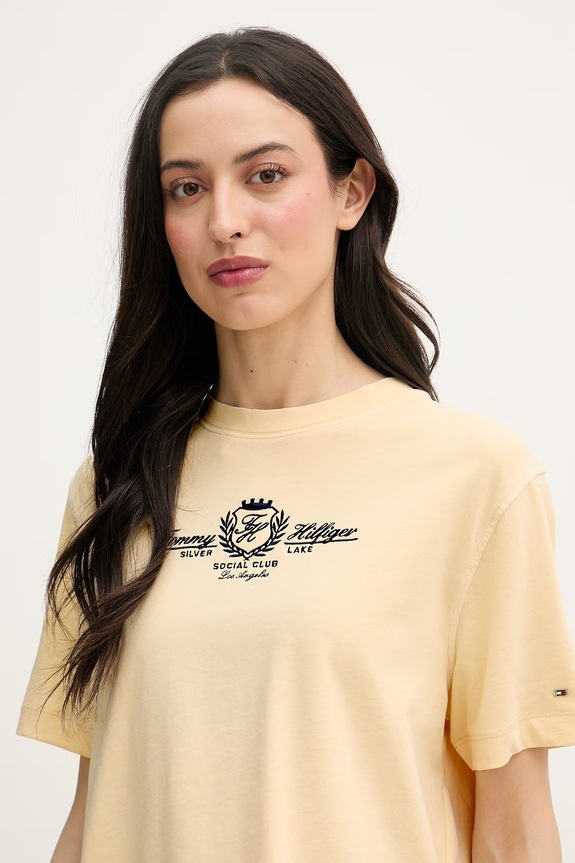 Tommy Hilfiger tričko dámske bavlnené žltá WW0WW48713
