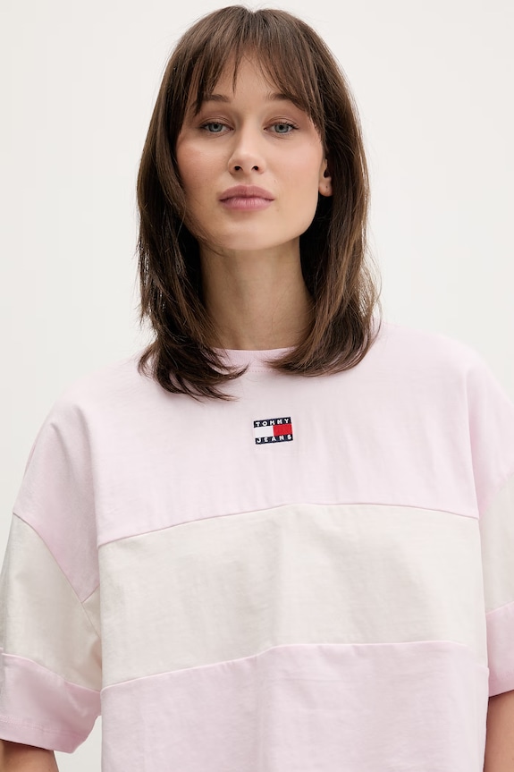 Tommy Jeans T-shirt damski bawełniany różowy DW0DW18706