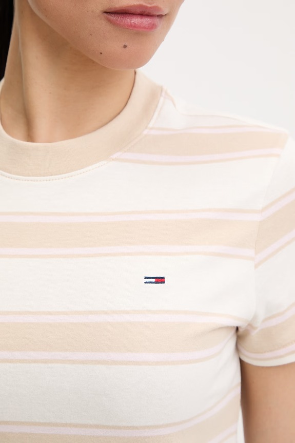 Tommy Jeans tricou pentru femei, din bumbac DW0DW21834 bej