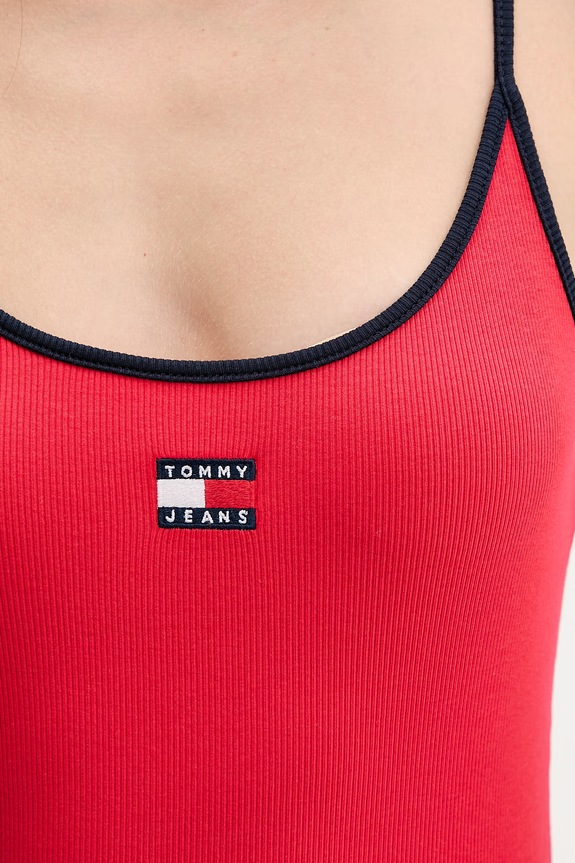 Tommy Jeans top damskie bawełniane z elastanem DW0DW22261 czerwony
