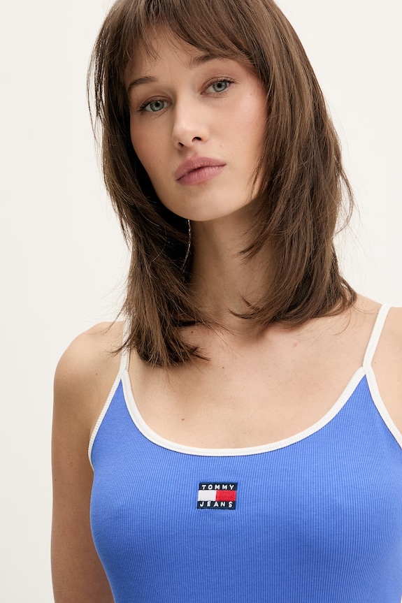 Tommy Jeans top damskie bawełniane z elastanem fioletowy DW0DW22261