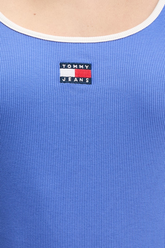 Tommy Jeans top damskie bawełniane z elastanem DW0DW22261 fioletowy