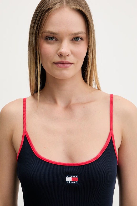 Tommy Jeans top damski bawełniany z elastanem granatowy DW0DW22261