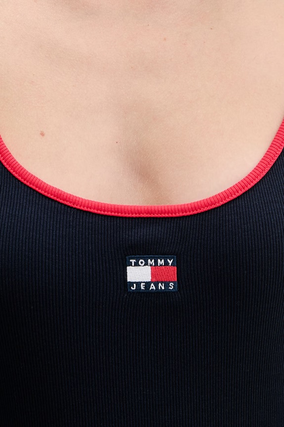 Tommy Jeans top damski bawełniany z elastanem DW0DW22261 granatowy