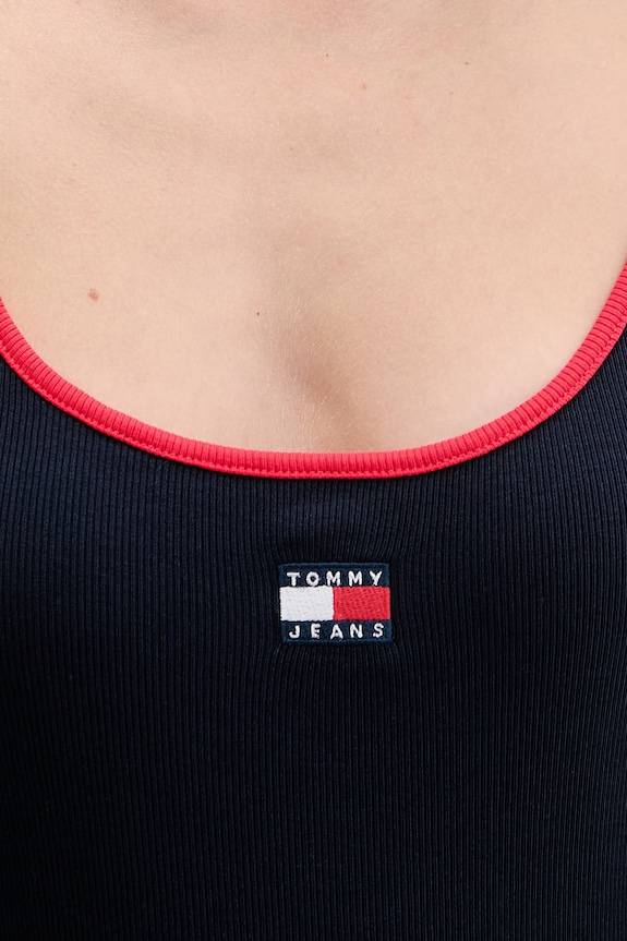 Tommy Jeans top damski bawełniany z elastanem DW0DW22261 granatowy