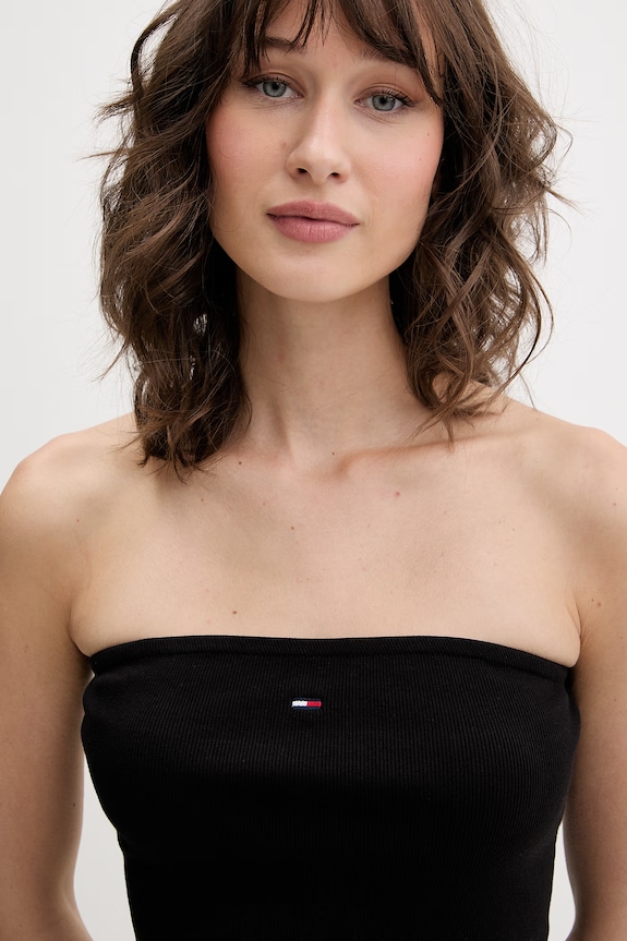 Tommy Jeans top ženski z bombažem črna DW0DW22263