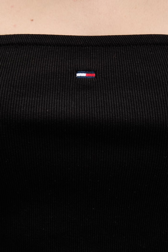 Tommy Jeans top ženski z bombažem DW0DW22263 črna