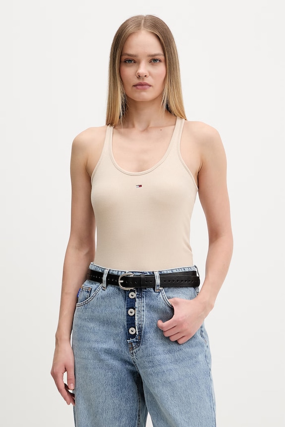 Tommy Jeans bokserka damska bawełniana z elastanem beżowy DW0DW22264