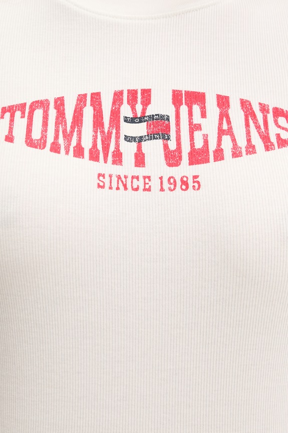 Tommy Jeans T-shirt damski z bawełną DW0DW22272 beżowy